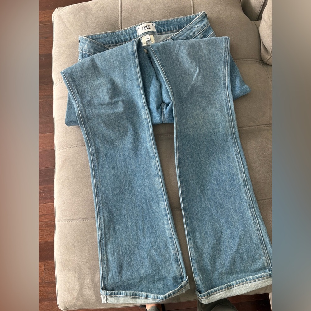 PAIGE Manhattan Mid Rise Blue Boots Jeans Size 29 Vintage Style Double Loops - Picture 13 of 15